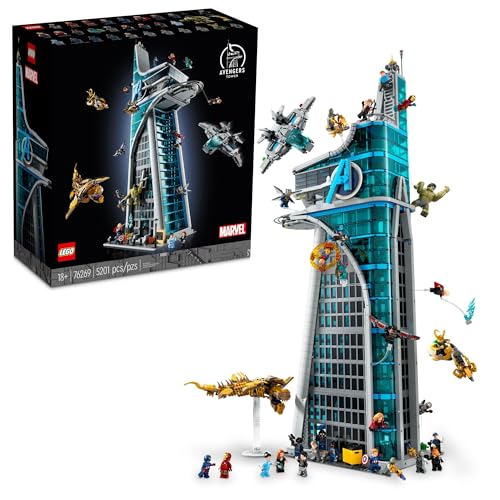 LEGO Marvel Avengers Tower Bauset, detaillierte Nachbildung des ikonischen Hauptquartiers mit klassischen Filmszenen, 31 Figuren und authentischem Zubehör, Geschenk für Marvel-Fans und Modellbauer, von LEGO