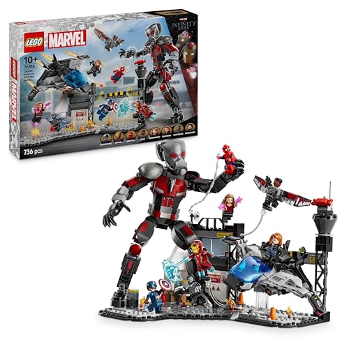 LEGO Marvel Captain America: Civil War Actionduell - Superhelden Spielset mit 8 Minifiguren - BAU- und Spielset mit Spielzeug Flugzeug - Geschenk für Jungen und Mädchen 76314 von LEGO