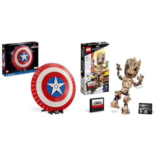 LEGO Marvel Captain Americas Schild Set, Avengers-Modellbausatz & Marvel Ich Bin Groot Spielzeug zum Bauen, Set mit Baby Groot-Figur aus Guardians of The Galaxy 2 von LEGO