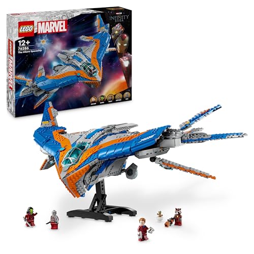 LEGO Marvel Guardians of The Galaxy: Die Milano, baubares Raumschiff-Modell mit 4 Superhelden-Minifiguren, Avengers Flieger für Weltraumabenteuer, Geschenk für Jungen und Mädchen 76286 von LEGO