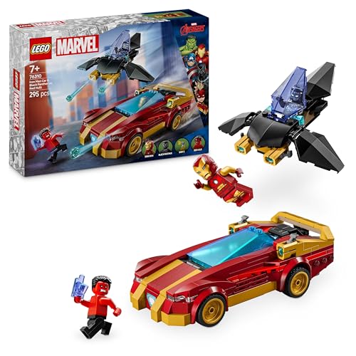 LEGO Marvel Iron Man Auto und Black Panther vs. Red Hulk - Superhelden Spielzeug mit 3 Minifiguren - Inkl. Flugzeug mit Shootern und Dum-E Figur - Geschenkidee für Jungen und Mädchen ab 7 Jahren 76310 von LEGO