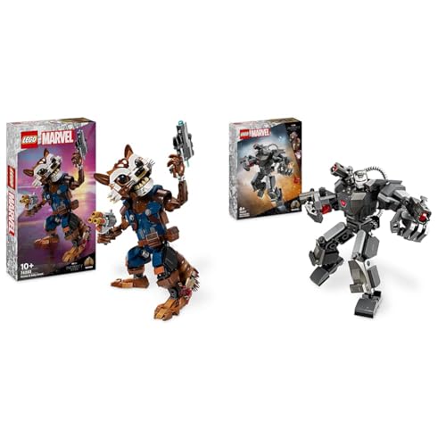 LEGO Marvel Rocket & Baby Groot, baubares Superhelden-Spielzeug & Marvel War Machine Mech, baubares Superhelden-Spielzeug mit 3 Shootern für Kinder von LEGO