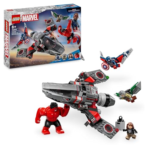 LEGO Marvel Showdown zwischen Captain America und Red Hulk, Geschenk für Kinder, Set mit baubarem Jet, Superhelden Spielzeug für Jungen und Mädchen ab 8 Jahren, Abenteuer Bauspielzeug 76292 von LEGO