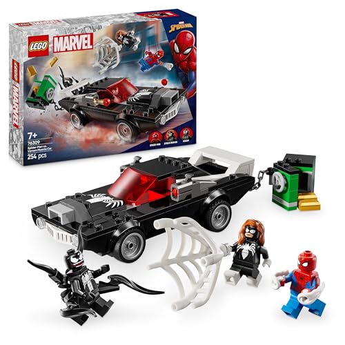 LEGO Marvel Spider-Man Mech vs. Venom Muscle Car - Auto Spielzeug mit 3 Superhelden Minifiguren - Modellauto mit Shootern - Geschenk für Jungen und Mädchen ab 7 Jahren 76309 von LEGO