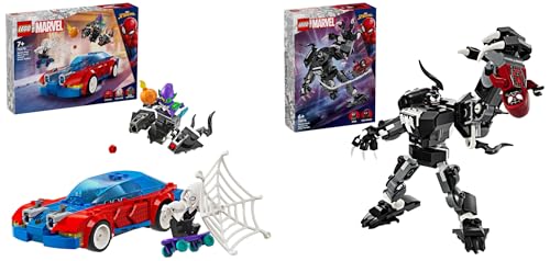 LEGO Marvel Spider-Mans Rennauto & Venom Green Goblin & Marvel Venom Mech vs. Miles Morales, bewegliche Actionfiguren für Kinder von LEGO