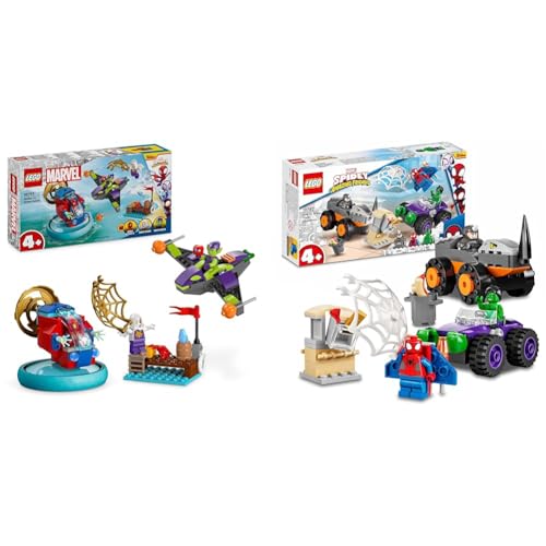 LEGO Marvel Spidey und Seine Super-Freunde Spidey vs. Green Goblin Spider-Man-Spielzeug & Marvel Spidey und Seine Super-Freunde Hulks und Rhinos Monster Truck-Duell von LEGO