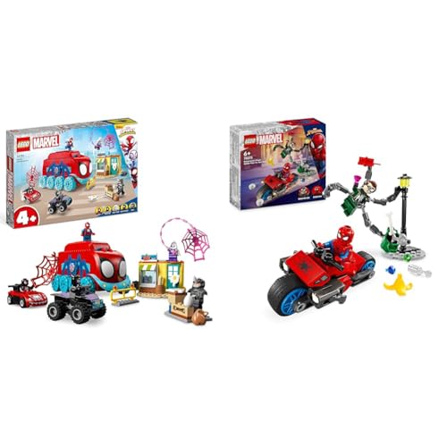 LEGO Marvel Spideys Team-Truck, Spielzeug für Kinder ab 4 Jahren mit Miles Morales & Marvel Motorrad-Verfolgungsjagd: Spider-Man vs. Doc Ock, Superhelden-Spielzeug von LEGO