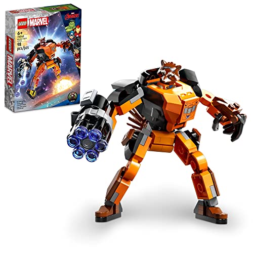 LEGO Marvel Rocket Mech Armor Set 76243, Guardians of the Galaxy Racoon Baubare Actionfigur Spielzeug, Avengers Sammlerstück, Geschenkidee für Kinder ab 6 Jahren von LEGO