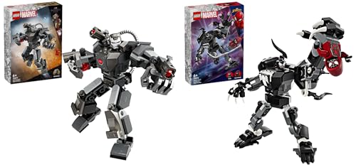 LEGO Marvel War Machine Mech, baubares Superhelden-Spielzeug mit 3 Shootern & Marvel Venom Mech vs. Miles Morales, bewegliche Actionfiguren für Kinder von LEGO