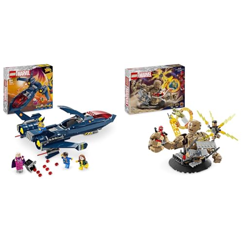 LEGO Marvel X-Jet der X-Men, Modell-Flugzeug zum Bauen mit Figuren & Marvel Spider-Man vs. Sandman: Showdown, Superhelden-Kampf-Spielzeug von LEGO