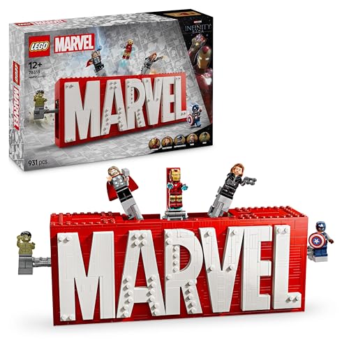 LEGO Marvel: Marvel Logo & Minifiguren - Sammlerstück inkl. Hulk, Thor, Iron Man, Black Widow und Captain America - Bauset mit Avengers Figuren - Geschenk für Jungen und Mädchen ab 12 Jahren 76313 von LEGO