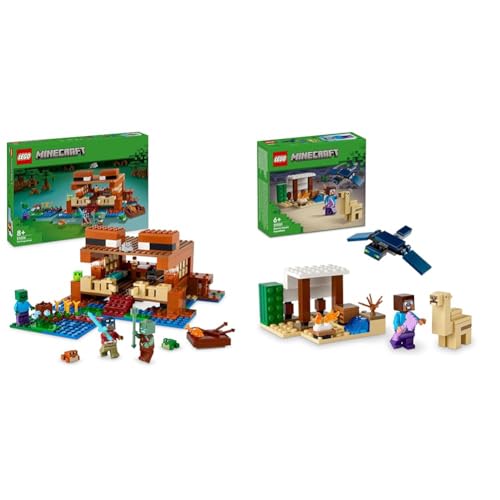 LEGO Minecraft Das Froschhaus, Spielzeug-Haus mit Figuren inkl. Zombie & Minecraft Steves Wüstenexpedition, Set zum Videospiel für Jungs und Mädchen von LEGO