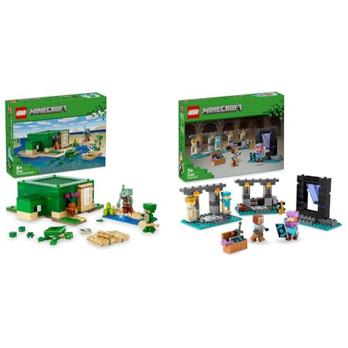 LEGO Minecraft Das Schildkrötenstrandhaus, Spielzeug-Haus mit Zubehör & Minecraft Die Waffenkammer, Gaming-Set mit Heldenfiguren von LEGO