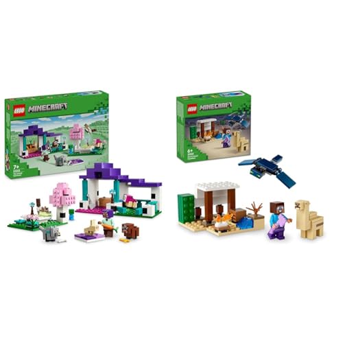 LEGO Minecraft Das Tierheim, Spielzeug mit vielen Tier-Figuren & Minecraft Steves Wüstenexpedition, Set zum Videospiel für Jungs und Mädchen LEGO Minecraft Das Tierheim, Spielzeug mit vielen Tier-Figuren & Minecraft Steves Wüstenexpedition, Set zum Videospiel für Jungs und Mädchen von LEGO
