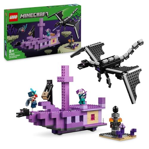 LEGO Minecraft Der Enderdrache und das Endschiff, Action-Spielzeug und Entdeckerset, Bauset zum Videospiel, Abenteuer-Spielset, Geschenk für Jungen und Mädchen ab 8 Jahren 21264 von LEGO