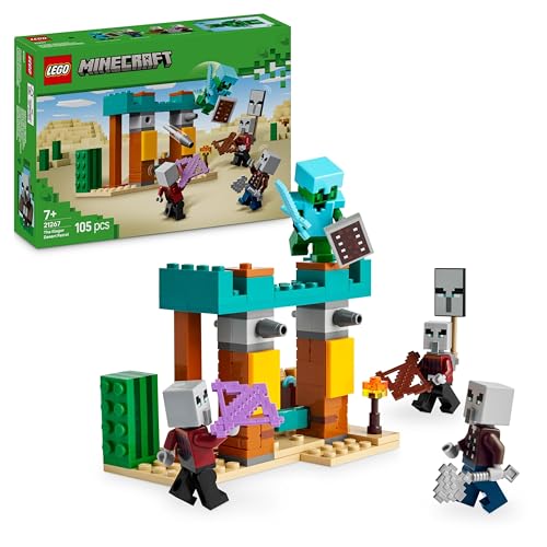 LEGO Minecraft Die Illager-Wüstenpatrouille, Set zum Videospiel für Kinder, Mini-Spielzeug mit Außenposten und DREI Minifiguren, inkl. Plünderer, Diener und Kaktusritter 21267 von LEGO