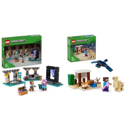 LEGO Minecraft Die Waffenkammer, Gaming-Set mit Heldenfiguren & Minecraft Steves Wüstenexpedition, Set zum Videospiel für Jungs und Mädchen von LEGO