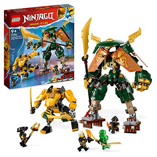 LEGO NINJAGO Lloyds und Arins Ninja Training-Mechs Set mit 2 kombinierbaren Action-Figuren und 5 Minifiguren, Ninja-Kampfspielset, Geschenk für Kinder 71794 von LEGO