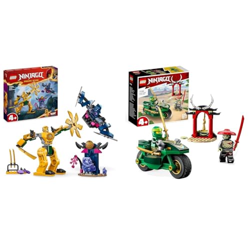 LEGO NINJAGO Arins Battle Mech, Ninja-Spielzeug & NINJAGO Lloyds Ninja-Motorrad, Spielzeug für Anfänger mit 2 Minifiguren: Lloyd und Skelett-Wächter, Lernspielzeug für Kinder ab 4 Jahren 71788 von LEGO