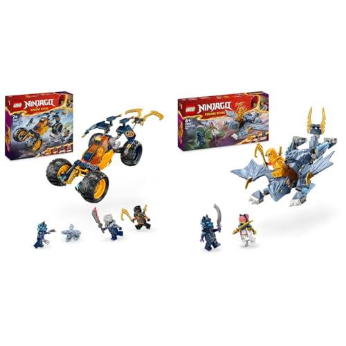 LEGO NINJAGO Arins Ninja-Geländebuggy, Ninja-Spielzeug mit Auto, Drache und 4 Mini-Figuren & NINJAGO Riyu der Babydrache, Drachen-Spielzeug von LEGO