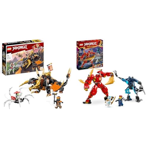 LEGO NINJAGO Coles Erddrache EVO, Spielzeug zum Sammeln & NINJAGO Kais Feuermech, Actionfiguren-Spielzeug für Kinder mit roter Mech-Figur zum Umgestalten von LEGO