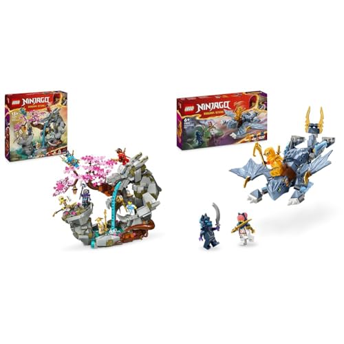 LEGO NINJAGO Drachenstein-Tempel Drachen-Spielzeug mit 6 Ninja-Figuren & NINJAGO Riyu der Babydrache, Drachen-Spielzeug mit 3 Mini-Figuren von LEGO