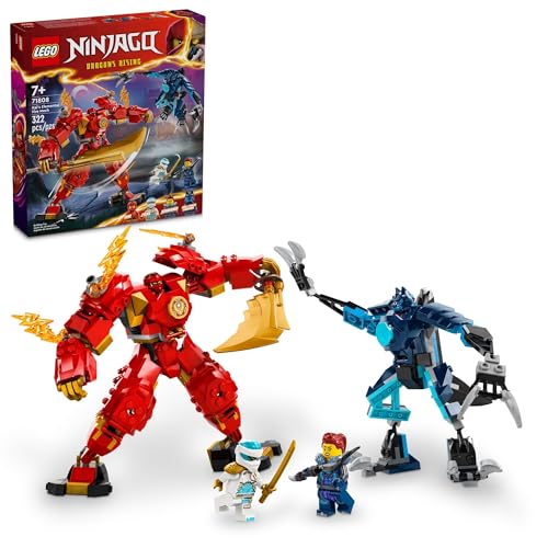 Lego NINJAGO Kai's Elemental Fire Mech Actionfigur, Mini-Ninja-Spielzeug für Kinder mit anpassbarer roter Ninja-Figur Plus Kai- und Zane-Minifiguren 71808 von LEGO