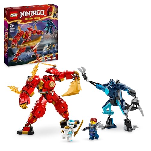 LEGO NINJAGO Kais Feuermech, Actionfiguren-Spielzeug für Kinder mit roter Mech-Figur zum Umgestalten, Ninja-Set mit 4 Figuren inkl. Kai und Zane, Geschenk für 7-jährige Jungs und Mädchen 71808 von LEGO