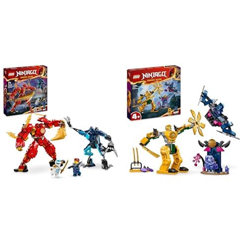 LEGO NINJAGO Kais Feuermech, Actionfiguren-Spielzeug für Kinder & NINJAGO Arins Battle Mech, Ninja-Spielzeug für Kinder ab 4 Jahre mit Figuren von LEGO