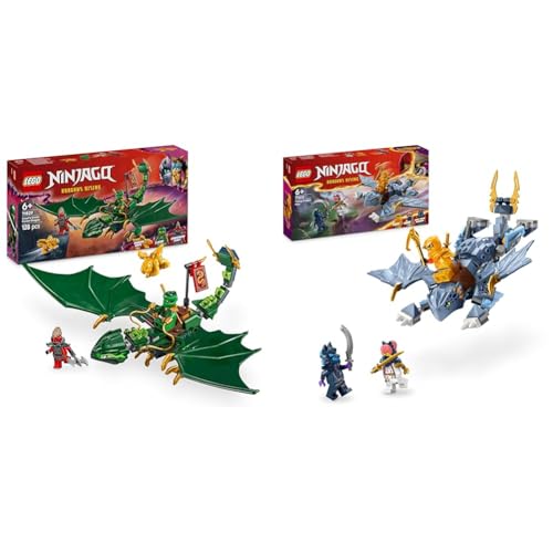 LEGO NINJAGO Lloyds Grüner Walddrache Figur + Junger Drache Riyu Spielzeug enthält 3 Ninja-Charakter-Minifiguren mit Schwertzubehör für imaginative Spiele 71829 + 71810 LEGO NINJAGO Lloyds Grüner Walddrache Figur + Junger Drache Riyu Spielzeug enthält 3 Ninja-Charakter-Minifiguren mit Schwertzubehör für imaginative Spiele 71829 + 71810 von LEGO