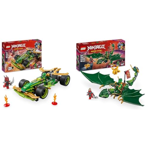 LEGO NINJAGO Lloyds Rückzieh-Rennwagen-Spielzeug + Lloyds Grüner Walddrache Figur imaginative Spiele für Dragons Rising Fans 71828 + 71829 LEGO NINJAGO Lloyds Rückzieh-Rennwagen-Spielzeug + Lloyds Grüner Walddrache Figur imaginative Spiele für Dragons Rising Fans 71828 + 71829 von LEGO