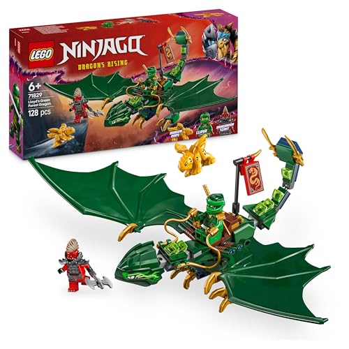 LEGO NINJAGO Lloyds grüner Walddrache - Spielzeug Drache mit 2 Minifiguren - Drachenfigur mit beweglichem Schwanz, Hals, Beine & Flügel - Geschenkidee für Jungen und Mädchen ab 6 Jahren 71829 von LEGO