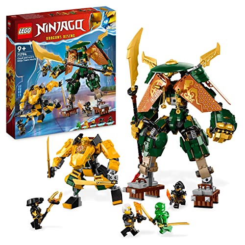 LEGO NINJAGO Lloyds und Arins Ninja Training-Mechs Set mit 2 kombinierbaren Action-Figuren und 5 Minifiguren, Ninja-Kampfspielset, Geschenk für Kinder 71794 von LEGO