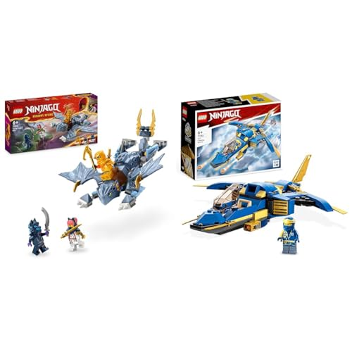 LEGO NINJAGO Riyu der Babydrache, Drachen-Spielzeug & NINJAGO Jays Donner-Jet EVO, Aufrüstbares Ninja Spielzeug-Flugzeug mit Jay Minifigur, Geschenkidee zum Geburtstag für Kinder ab 7 Jahren 71784 von LEGO