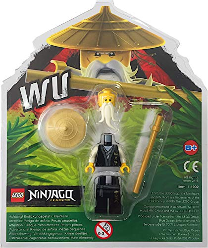 LEGO Ninjago Minifigur: Sensei Wu (Legacy) in schwarzer Robe mit goldenem Stab von LEGO