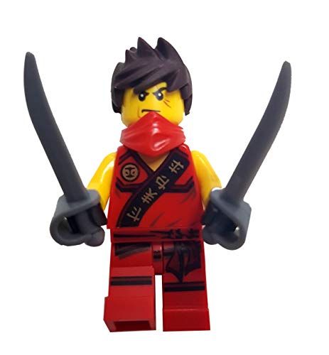 LEGO Ninjago: Minifigur Kai mit zersausten Haaren (roter Ninja) mit Säbeln von LEGO