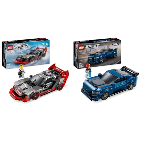 LEGO Speed Champions Audi S1 e-tron Quattro Rennwagen Set mit Auto-Spielzeug zum Bauen & Speed Champions Ford Mustang Dark Horse Sportwagen, Auto-Spielzeug mit Minifigur zum Bauen von LEGO