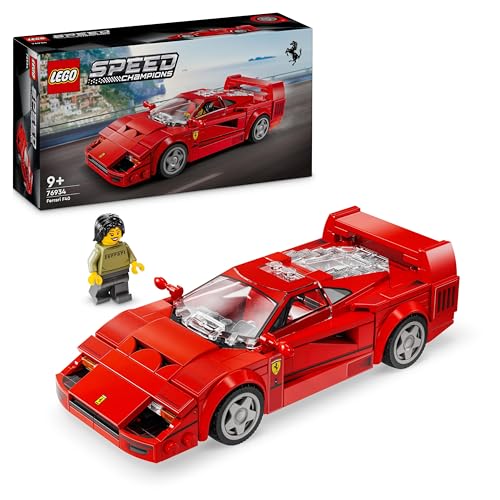 LEGO Speed Champions Ferrari F40 Supersportwagen, Spielset mit baubarem Spielzeugauto und Fahrer-Minifigur, Bauset zum Sammeln für Kinder, Geschenk für Jungen und Mädchen 76934 von LEGO