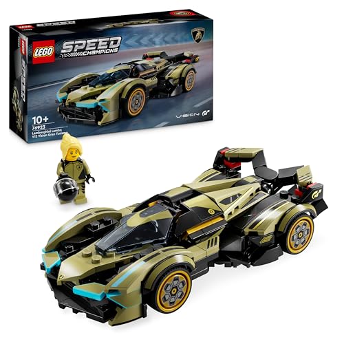 LEGO Speed Champions Lamborghini Lambo V12 Vision GT Supersportwagen, Spielzeugauto mit baubarem Modell für Kinder, Geschenk für Jungen, Mädchen und Gamingfans 76923 von LEGO