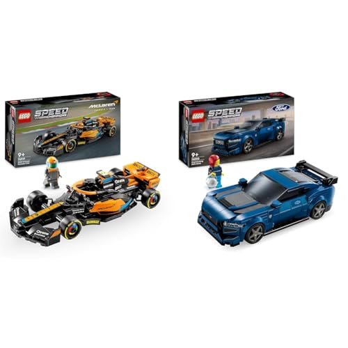 LEGO Speed Champions McLaren Formel 1 Rennwagen 2023 & Speed Champions Ford Mustang Dark Horse Sportwagen, Auto-Spielzeug mit Minifigur zum Bauen von LEGO