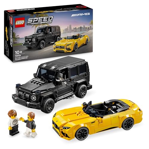 LEGO Speed Champions Mercedes-AMG G 63 & Mercedes-AMG SL 63, Bauset mit 2 Spielzeug Autos und 2 Fahrer Minifiguren, Geschenk für Jungen und Mädchen, Modellauto Set, Rennwagen Spielzeug 76924 von LEGO