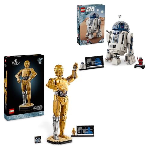 LEGO Star Wars C-3PO Droidenfigur + R2-D2-Modellset, Sammelmodellbausatz für Erwachsene zum Bauen mit Charakter-Minifigur, baubares Spielzeug, Erinnerungsstück, Geschenkidee für Fans 75398 + 75379 von LEGO