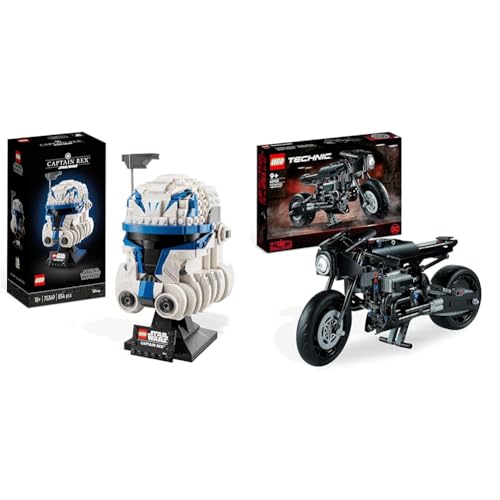 LEGO Star Wars Captain Rex Helm Set & 42155 Technic The Batman - BATCYCLE Set, Motorrad-Spielzeug, maßstabsgetreuer Modellbausatz des ikonischen Superhelden-Bikes aus dem Film 2022 von LEGO