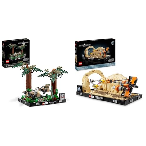 LEGO Star Wars Chase on Endor Diorama-Set 75353 + Podrace in Mos Espa Diorama 75380, Rückkehr der Jedi-Ritter + Modellbausatz „Die dunkle Bedrohung“ zum Sammeln, Geschenke für Männer und Frauen von LEGO