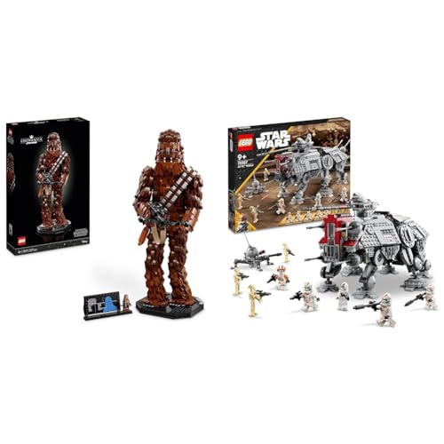 LEGO Star Wars Chewbacca, Wookie-Figur zum Sammeln, Bogenspanner & Star Wars at-TE Walker, Bewegliches Spielzeugmodell, Set mit Minifiguren von LEGO