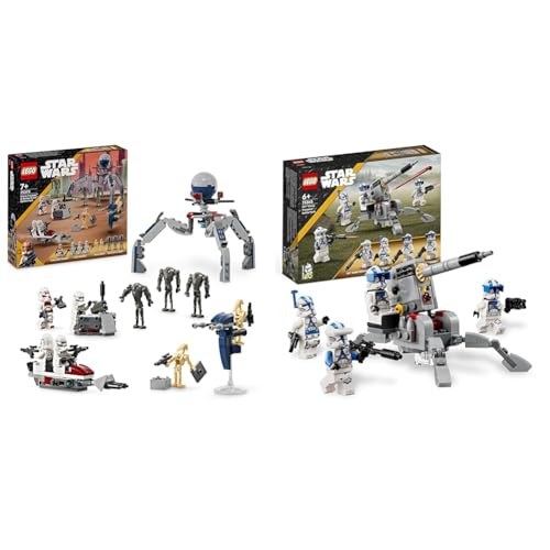 LEGO Star Wars Clone Trooper & Battle Droid Battle Pack & Star Wars 501st Clone Troopers Battle Pack Set mit Fahrzeugen und 4 Figuren von LEGO