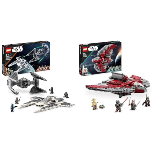 LEGO Star Wars Mandalorianischer Fang Fighter vs. TIE Interceptor Set & Star Wars Ahsoka Tanos T-6 Jedi Shuttle Set, baubares Raumschiff-Spielzeug von LEGO