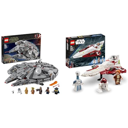 LEGO Star Wars Millennium Falcon Bauspielzeug für Kinder & Star Wars Obi-Wan Kenobis Jedi Starfighter, Spielzeug zum Bauen mit Taun We, Droidenfigur und Lichtschwert, Angriff der Klonkrieger Set 75333 von LEGO