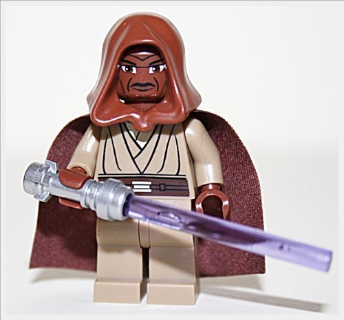 LEGO Star Wars Minifigur - JEDI Mace Windu + brauner Kappe + Umhang + lila Lichtschwert von LEGO