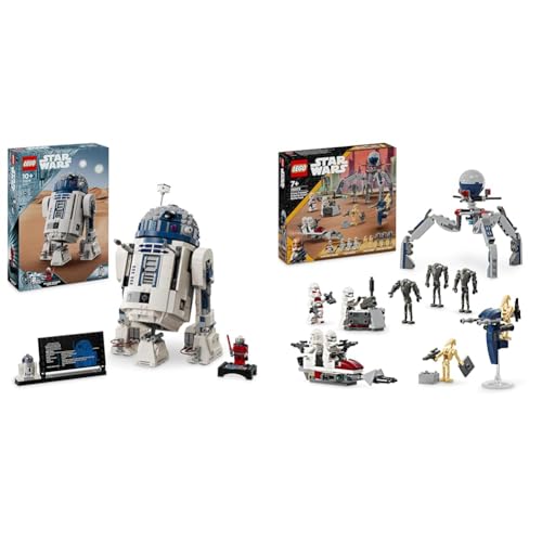 LEGO Star Wars R2-D2, Droide Steinen zum Sammeln, Bauen, Spielen und Ausstellen & Star Wars Clone Trooper & Battle Droid Battle Pack, Spielzeug von LEGO